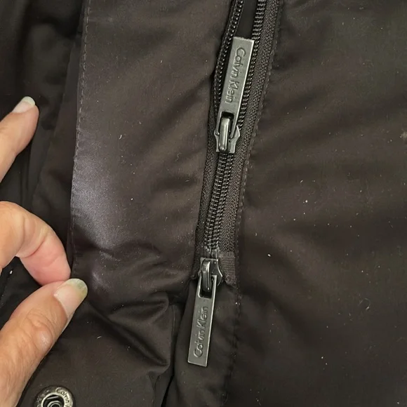 Calvin Klein Brown Long Puffer Down Hooded Coat - Size XS- Excellent Condition - Picture 15 of 16